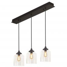  WMMP08MBBKLNR3 - William 3 Light Linear Pendant MB 120V,BK