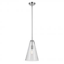  42199CHCS - Everly 15.25" 1-Light Cone Pendant with Clear Seeded Glass in Chrome