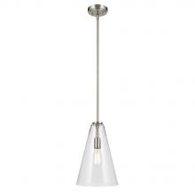  42199NI - Everly 15.25" 1-Light Cone Pendant with Clear Glass in Brushed Nickel