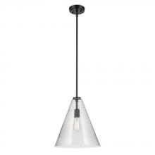  42200BKCS - Everly 15.5" 1-Light Cone Pendant with Clear Seeded Glass in Black
