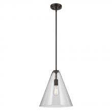  42200OZ - Everly 15.5" 1-Light Cone Pendant with Clear Glass in Olde Bronze