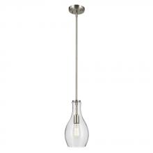  42456NICS - Everly 13.75" 1-Light Bell Pendant with Clear Seeded Glass in Brushed Nickel