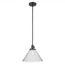  43905BK - Avery 11.75" 1-Light Cone Pendant with Clear Seeded Glass in Black