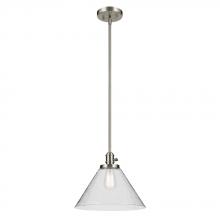  43905NI - Avery 11.75" 1-Light Cone Pendant with Clear Seeded Glass in Nickel