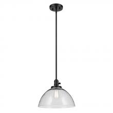  43912BK - Avery 11" 1-Light Dome Pendant with Clear Seeded Glass in Black