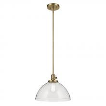  43912NBR - Avery 11" 1-Light Dome Pendant with Clear Seeded Glass in Natural Brass