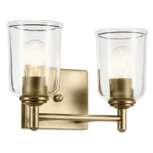  45573NBRCLR - Shailene 12.5" 2-Light Vanity Light with Clear Glass in Natural Brass