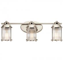  45772PN - Ashland Bay 24" 3 Light Vanity Light Clear Seeded Ribbed Glass in Polished Nickel