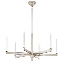  52667PN - Sycara 36.25 Inch 6 Light LED Chandelier with Faceted Crystal in Polished Nickel