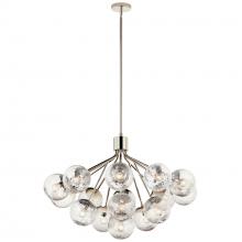 Kichler 52702PN - Silvarious 38 Inch 16 Light Convertible Chandelier with Clear Crackled Glass in Polished Nickel