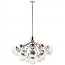 52702PNCLR - Silvarious 38 Inch 16 Light Convertible Chandelier with Clear Glass in Polished Nickel