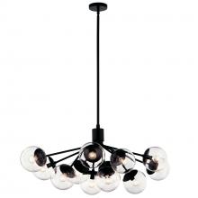  52703BKCLR - Silvarious 48 Inch 12 Light Linear Convertible Chandelier with Clear Glass in Black