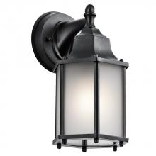  9774BKS - Chesapeake 10.25" 1 Light Outdoor Wall Light with Satin Etched Glass in Black