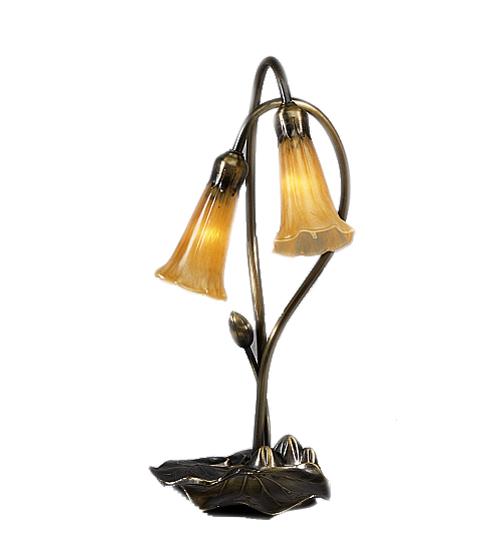 16&#34; High Amber Tiffany Pond Lily 2 LT Accent Lamp