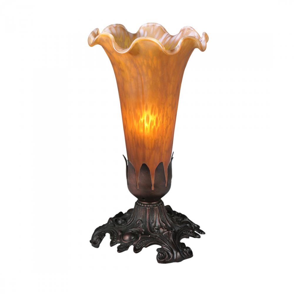 7&#34; High Amber Pond Lily Victorian Mini Lamp