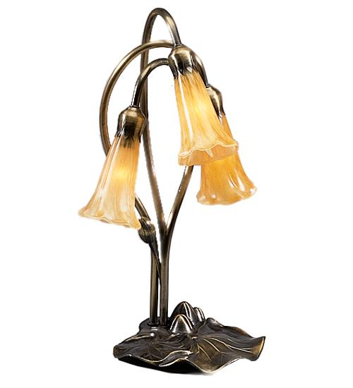 16&#34; High Amber Tiffany Pond Lily 3 Light Accent Lamp