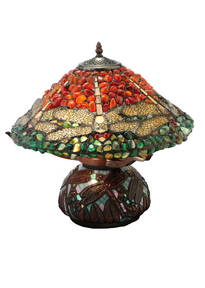 16.5&#34;H Dragonfly Polished Agata Table Lamp
