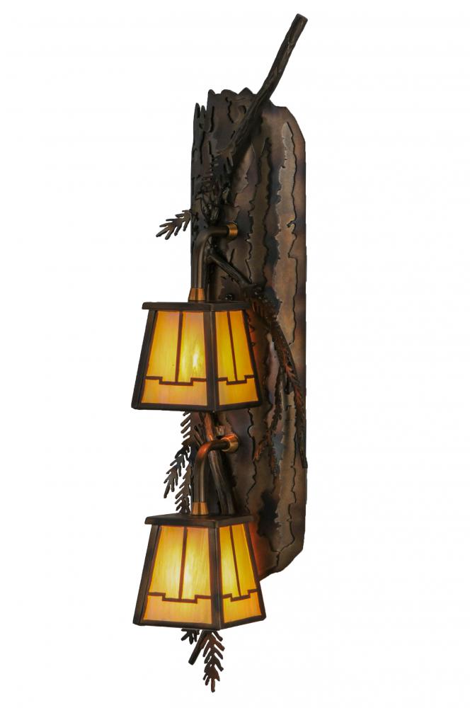 6.5" Wide Pine Branch Valley View 2 Light Wall Sconce