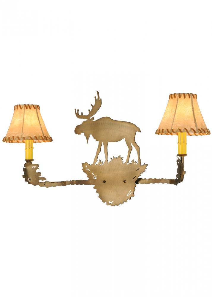 27&#34; Wide Lone Moose 2 Light Wall Sconce