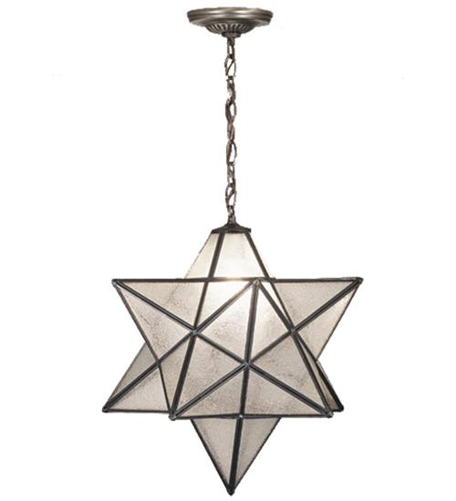 24&#34;W Moravian Star Clear Seeded Pendant