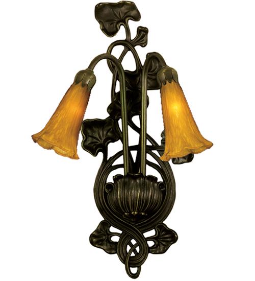 11&#34; Wide Amber Tiffany Pond Lily 2 LT Wall Sconce
