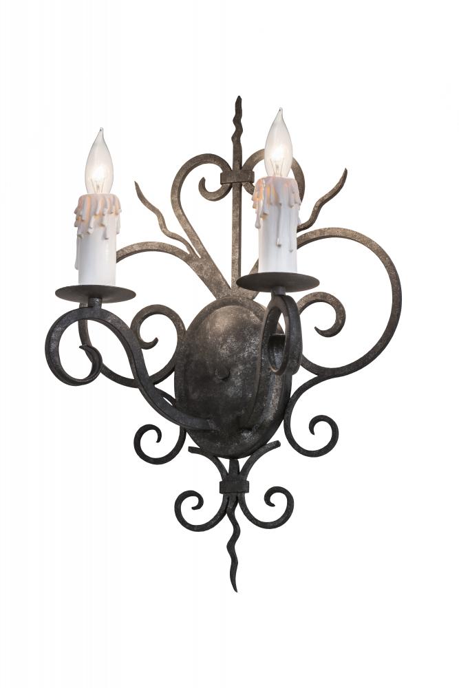 14" Wide Kenneth 2 Light Wall Sconce