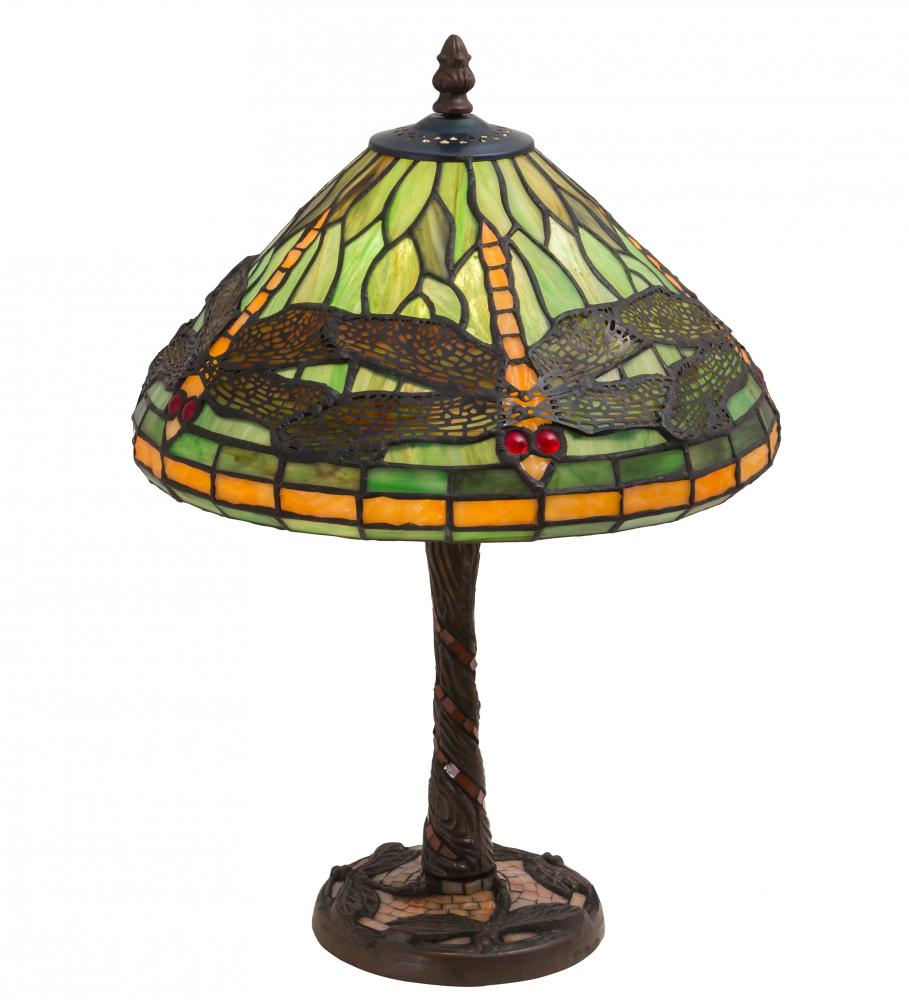 17" High Dragonfly W/Twisted Fly Mosaic Base Table Lamp