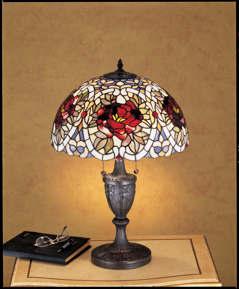 24&#34; High Renaissance Rose Table Lamp