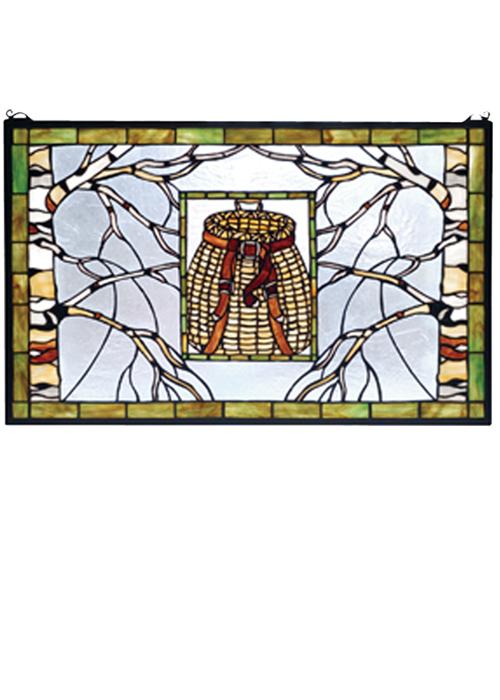28&#34;W X 18&#34;H Pack Basket Stained Glass Window