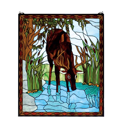 25&#34;W X 30&#34;H Deer Stained Glass Window