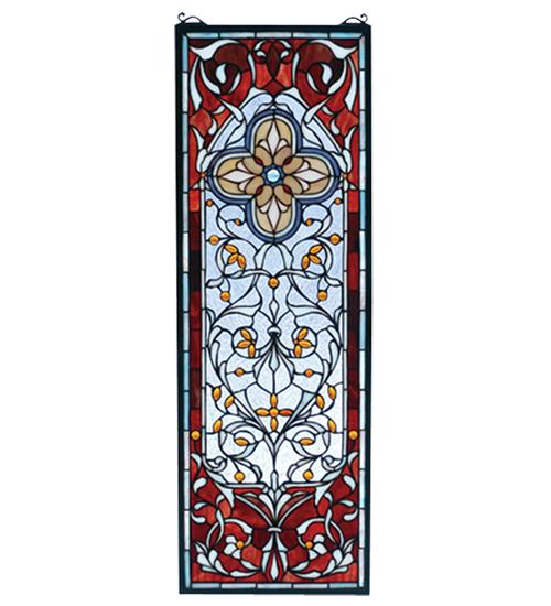 11&#34;W X 32&#34;H Versaille Quatrefoil Stained Glass Window