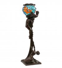  10708 - 35" High Lovers' Trangle W/Tiffany Goldfish Table Lamp