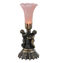  11015 - 13" High Pink Tiffany Pond Lily Twin Cherub Accent Lamp