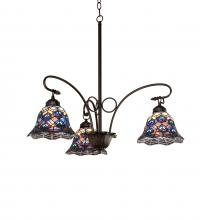  110685 - 32" Wide Tiffany Peacock Feather 3 Light Chandelier