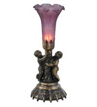  11129 - 13" High Lavender Pond Lily Twin Cherub Mini Lamp