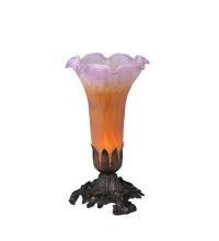  11295 - 8"H Amber/Purple Tiffany Pond Lily Accent Lamp