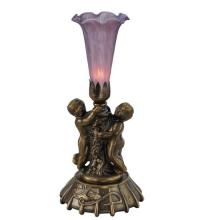  11642 - 12" High Lavender Tiffany Pond Lily Twin Cherub Mini Lamp