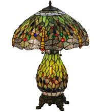  118845 - 25"H Tiffany Hanginghead Dragonfly Lighted Base Table Lamp