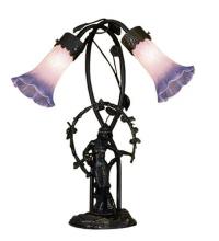  11943 - 17" High Pink Pond Lily 2 Light Trellis Girl Accent Lamp