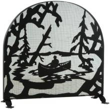  124963 - 35" Wide X 34.5" High Canoe At Lake Arched Fireplace Screen