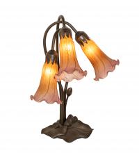  129165 - 16" High Amber/Purple Tiffany Pond Lily 3 Light Accent Lamp