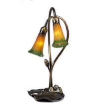  12939 - 16" High Amber/Green Pond Lily 2 LT Accent Lamp
