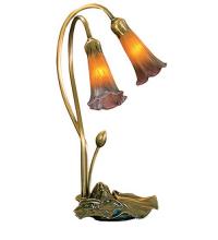 Meyda Blue 13008 - 16" High Amber/Purple Pond Lily 2 LT Table Lamp