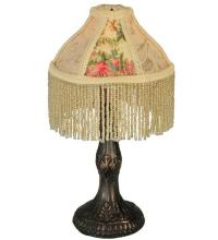  131721 - 10"H Fabric & Fringe Roses Mini Lamp