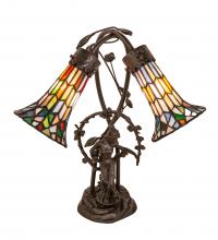  133659 - 17" High Stained Glass Pond Lily 2 Light Trellis Girl Accent Lamp