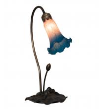 13801 - 16" High Pink/Blue Tiffany Pond Lily Accent Lamp