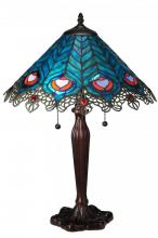 Meyda Blue 138775 - 23"H Peacock Feather Lace Table Lamp