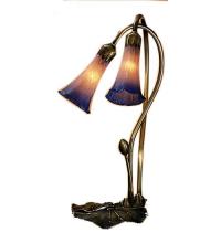  14064 - 16" High Pink/Blue Pond Lily 2 Light Accent Lamp