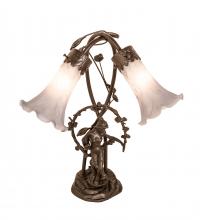  142212 - 17" High Gray Tiffany Pond Lily 2 Light Trellis Girl Accent Lamp