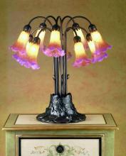  14429 - 22"H Amber/Purple Pond Lily 10 LT Table Lamp